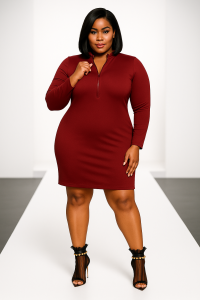 burgundy ribbed dress